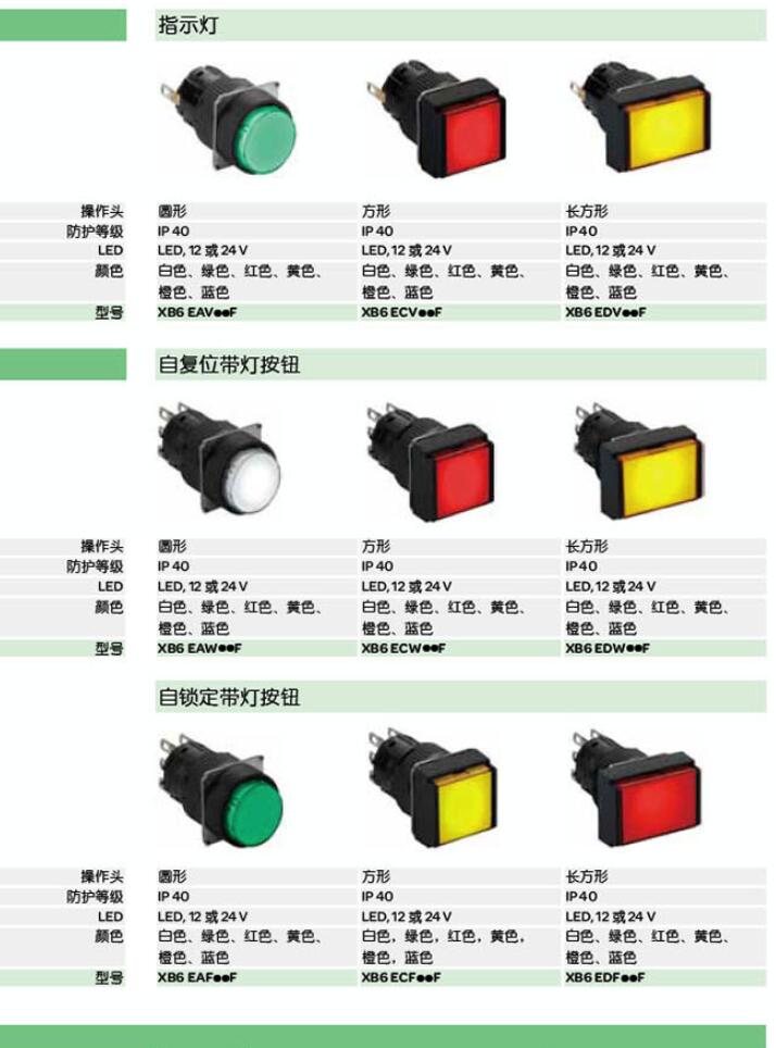施耐德电气中国有限公司 进口按钮XB6系列选型