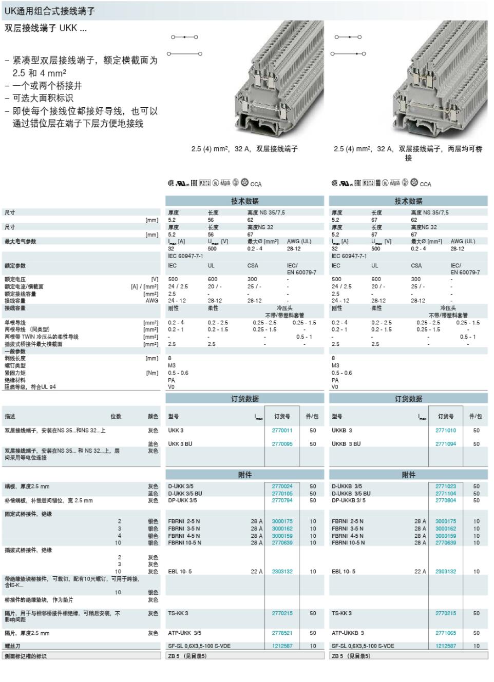 PHOENIX CONTACT/菲尼克斯有限公司代理  UKK 3选型