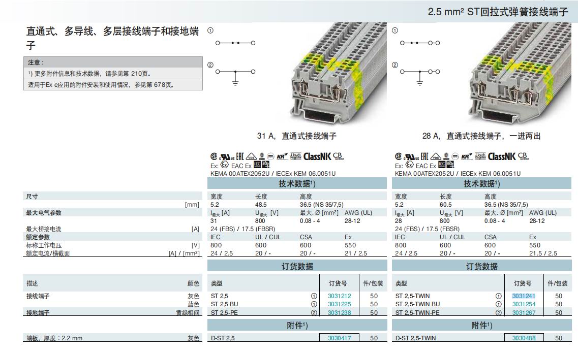 PHOENIX CONTACT/菲尼克斯有限公司代理ST 2,5-TWIN选型